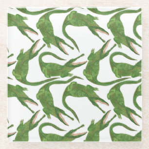 Krokodil Witte Waterverf Array Glazen Onderzetter