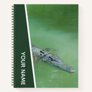 Krokodil zwemt in Australië, groen Notitieboek