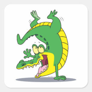 krokodille cartoon dansen vierkante sticker