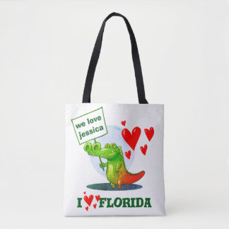 krokodille grappige cartoon ik hou van florida draagtas