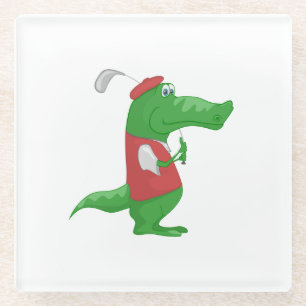 Krokodillen die golfgolf cartoons glazen onderzetter