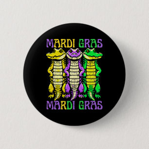 Krokodillen Louisiana Mardi Gras Carnaval Ronde Button 5,7 Cm