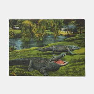 Krokodillen, Vintage Zeedieren Reptielen Dieren Deurmat