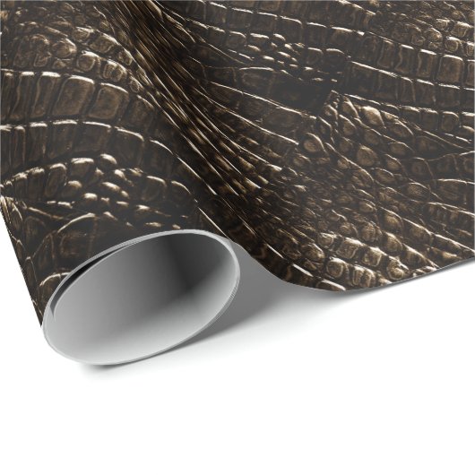 Krokodillenglafpapier, zwart, bruin cadeaupapier (Rol Hoek)