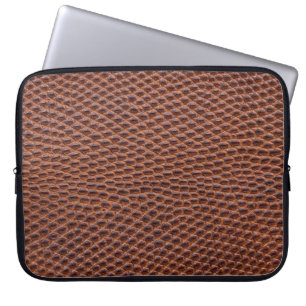Krokodillenhuid: bruine lederen textuur laptop sleeve