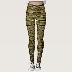 Krokodillenhuid Print Bruine Leggings & Yogabroek