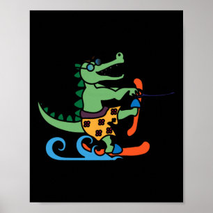 Krokodillenliefhebber Skiën Alligator Reptiel Wate Poster