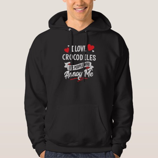 Krokodillenontwerp - I Love Crocodiles Hoodie (Voorkant)