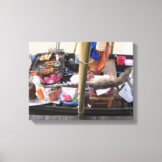 Krokodilvlees BBQ ... Thailand Street Food Canvas Afdruk (Voorkant)