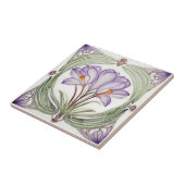 Krokus op Symmetrische Art Nouveau keramische tege Tegeltje (Zijkant)
