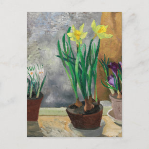 Krokussen en narcissen in potten   Christopher Woo Briefkaart