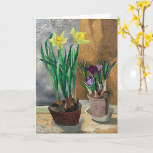 Krokussen en narcissen in potten | Christopher Woo Kaart (Gele Bloem)
