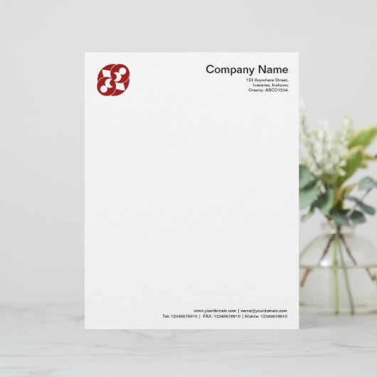 Kromcirkelsymbool 03 - Rood ruby Gepersonaliseerd Briefhoofd (Staand voorkant)