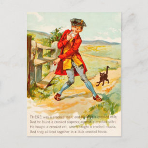 kromme kat, kromme Mannen Briefkaart