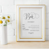 Kronkelend Open bar Menu bruiloft bord Poster