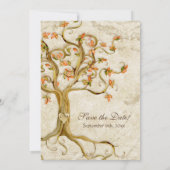 Kronkelende boomwortels antiek perkament huwelijks kaart (Achterkant)