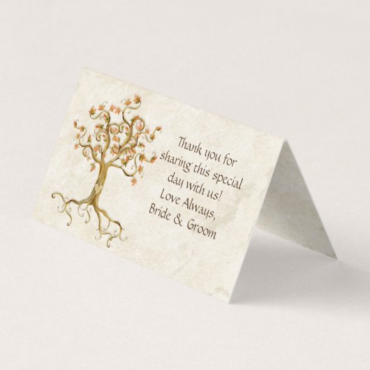 Kronkelende Boomwortels Vergrijsd Perkament Tafeln Visitekaartjes (Achterkant)