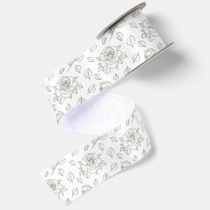 Kronkelende Roos Salie Groen Handgetekend Lint