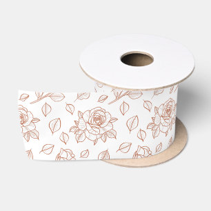 Kronkelende Roos Terracotta Bloem Handgetekend Lint