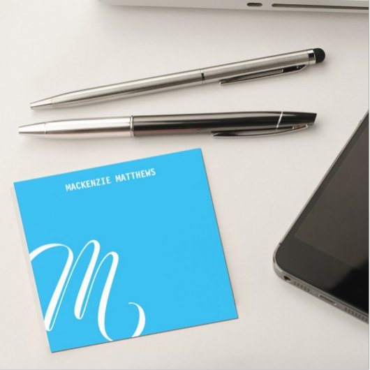 Kronkelig Monogram Kleurrijke Blauwe Aangepaste Na Post-it® Notes