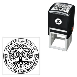 Kronkelige Boom des Levens Hart #2 Stel Bibliothee Zelfinktende Stempel