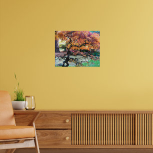 Kronkelige Japanse Esdoorn in de herfst Poster