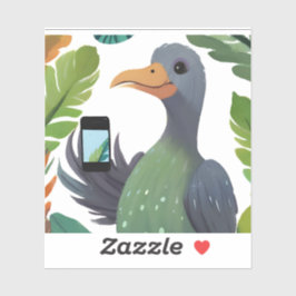 Kronkelige vogel passeert tijd sticker