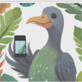 Kronkelige vogel passeert tijd sticker (Voorkant)