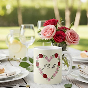 Kroomok met roze en rode harten koffiemok