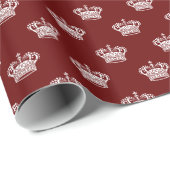 Kroon 01 - Wit op Ruby Red Cadeaupapier (Rol Hoek)