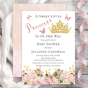 Kroon Butterflies Floral Princess Baby shower Kaart
