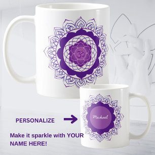 Kroon Chakra Mandala -Sahasrara Met Om Koffiemok