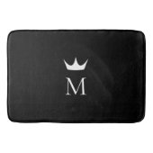 Kroon Elegant Monogram Patroon Zwart en Wit Badmat (Voorkant)