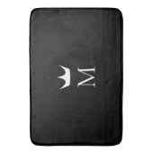 Kroon Elegant Monogram Patroon Zwart en Wit Badmat (Voorkant Verticaal)