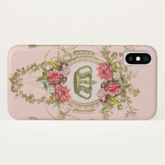 Kroon en bloemen Case-Mate iPhone case (Achterkant (horizontaal))
