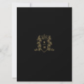 Kroon en foilage bruiloft zwart goud op wit kaart (Achterkant)