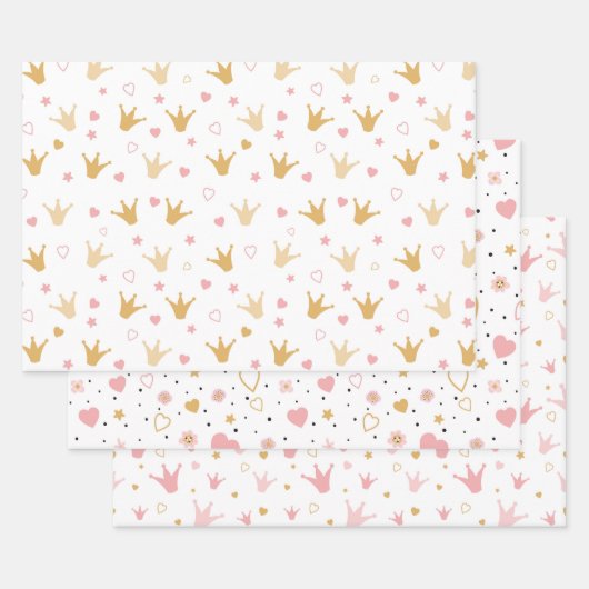 Kroon en harten inpakpapier vel (Set)