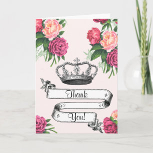 Kroon en Rozen Prinses Dankjewel Kaart