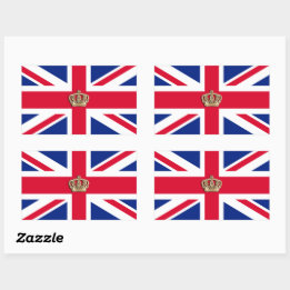 Kroon en Union Jack Vlag Rechthoekige Sticker