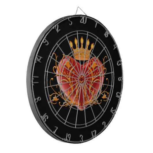 Kroon filigraan hart dart board dartbord (Voorkant Links)