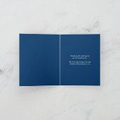 Kroon hart monogram blauw wit bruiloft foto bedankkaart (Binnen)