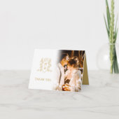 Kroon hart monogram goud wit bruiloft foto's bedankkaart (Voorkant)