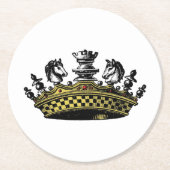  kroon met kleur van schaakstukken ronde kartonnen onderzetter (Voorkant)