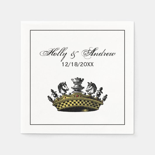  kroon met kleur van schaakstukken servetten (Voorkant)