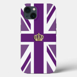 Kroon op patriottische vlag van de Britse Unie iPhone 13 Hoesje