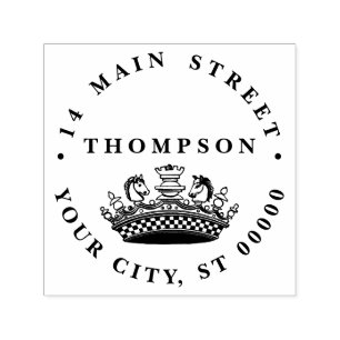  kroon, schaakstukken naam retouradres  zelfinktende stempel