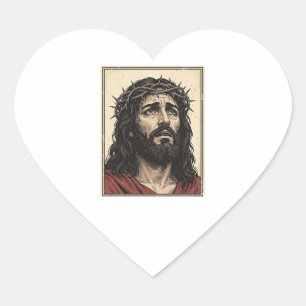 Kroon van Doornen Religieus Portret Vector Kunst_ Hart Sticker