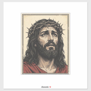Kroon van Doornen Religieus Portret Vector Kunst_ Sticker