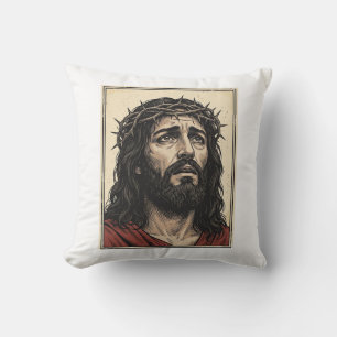 Kroon van doornen Vintage religieus portret vector Kussen