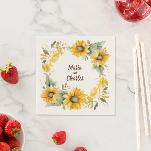 Kroon van Zonnebloemen: Gepersonaliseerde huwelijk Servet (Insitu)